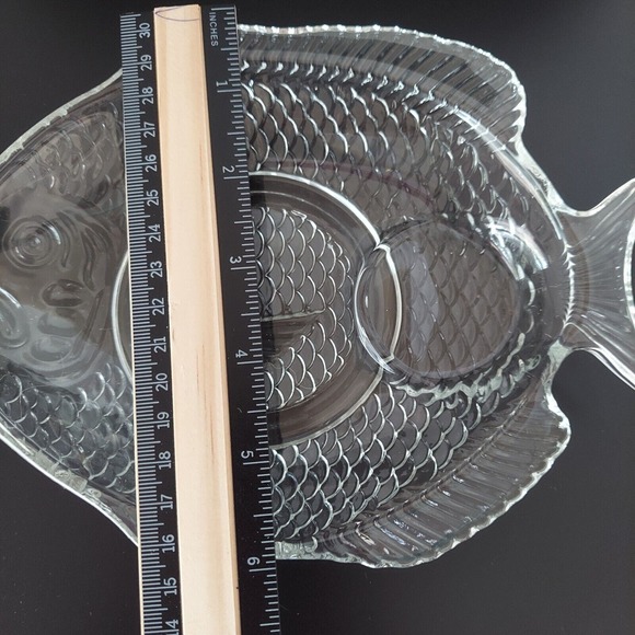 VTG Glass Plates Etched Tapas Appetizer Party Fish Set Shrimp Cocktail Tuscany - Picture 16 of 16
